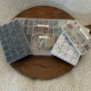 4 Containers Quality Jewelry Making Supplies Lot Beads - Stone, Wood, Spacers